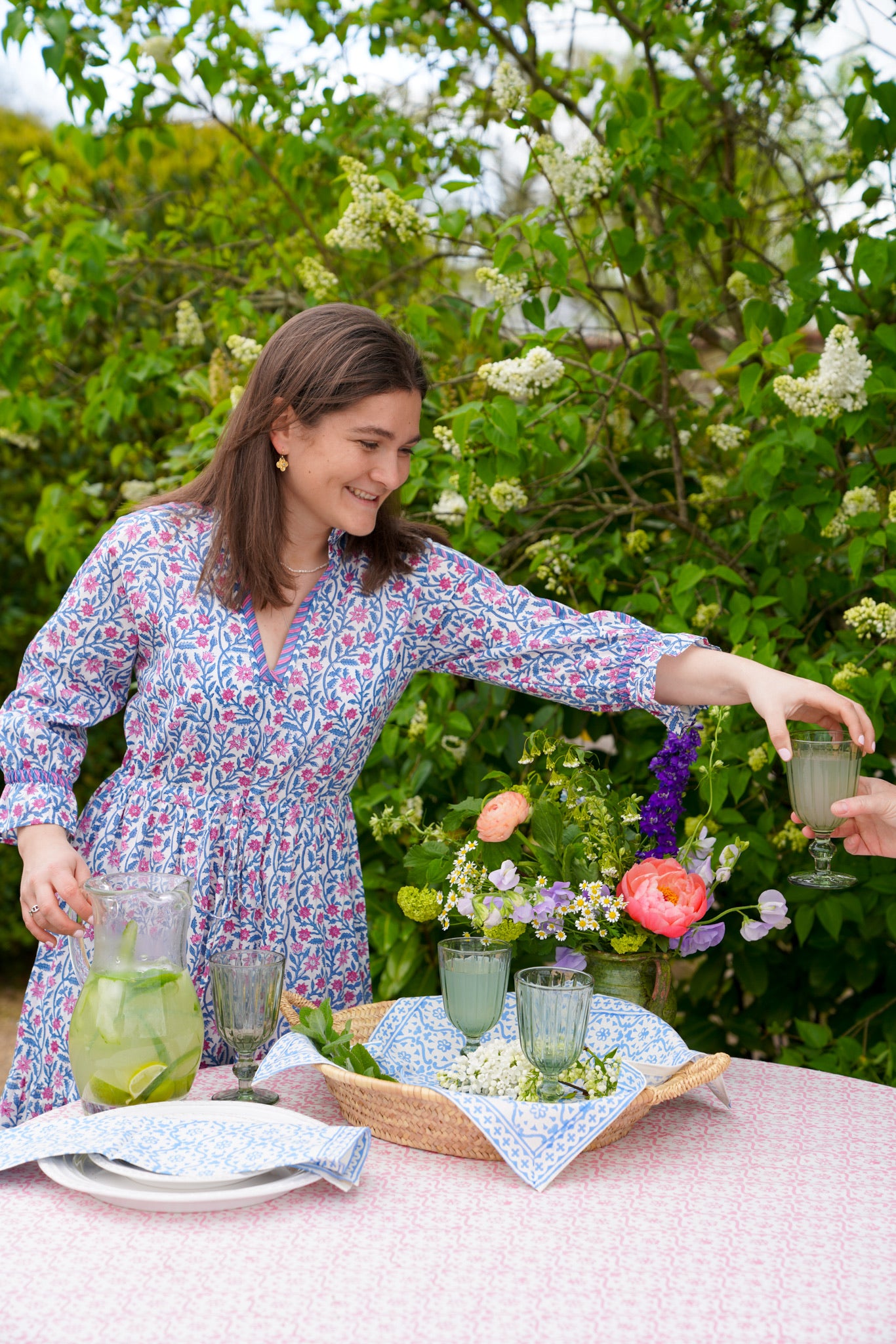 BLUE AND PINK CLIMBING FLOWER LOTTIE DRESS