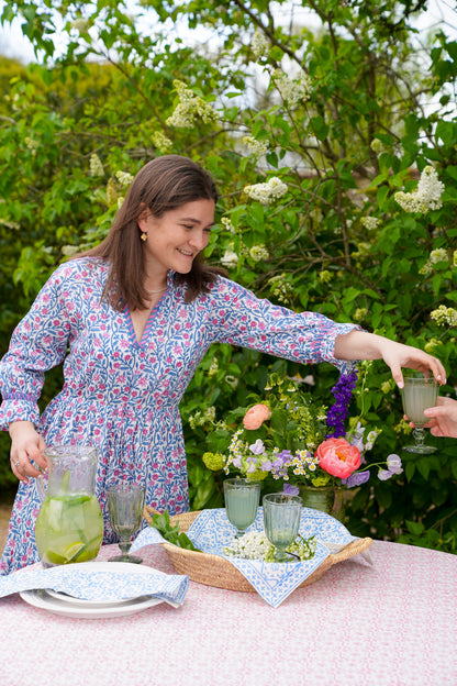 BLUE AND PINK CLIMBING FLOWER LOTTIE DRESS
