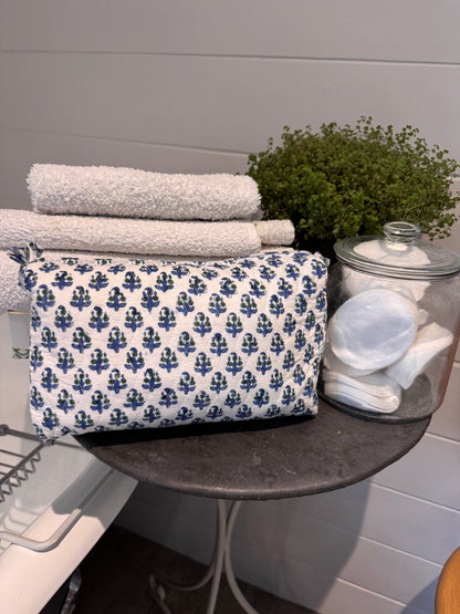 BLUE BOOTY FLORAL MAKEUP BAG