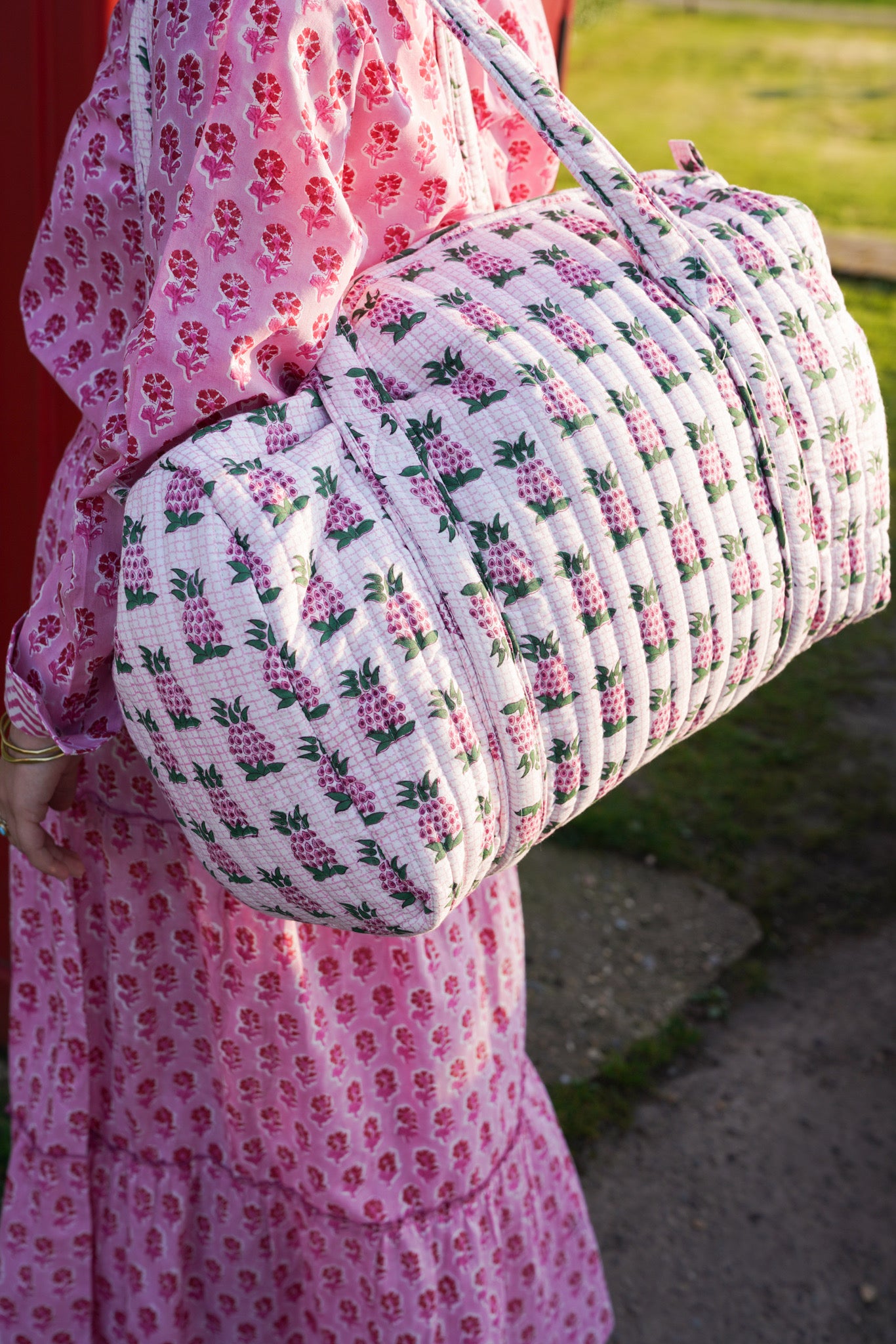 Pink and Green Pineapple Weekend Bag
