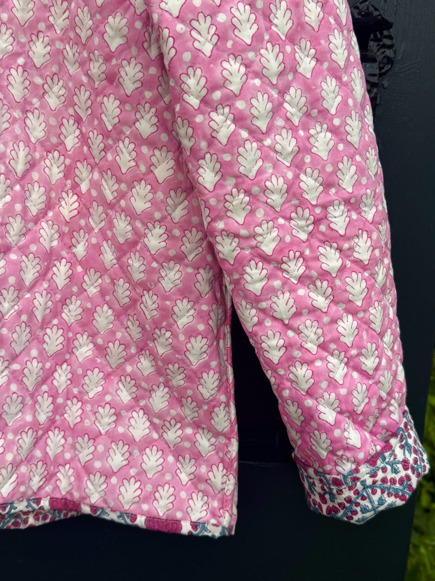 PINK AND BLUE TRELLIS REVERSIBLE JACKET