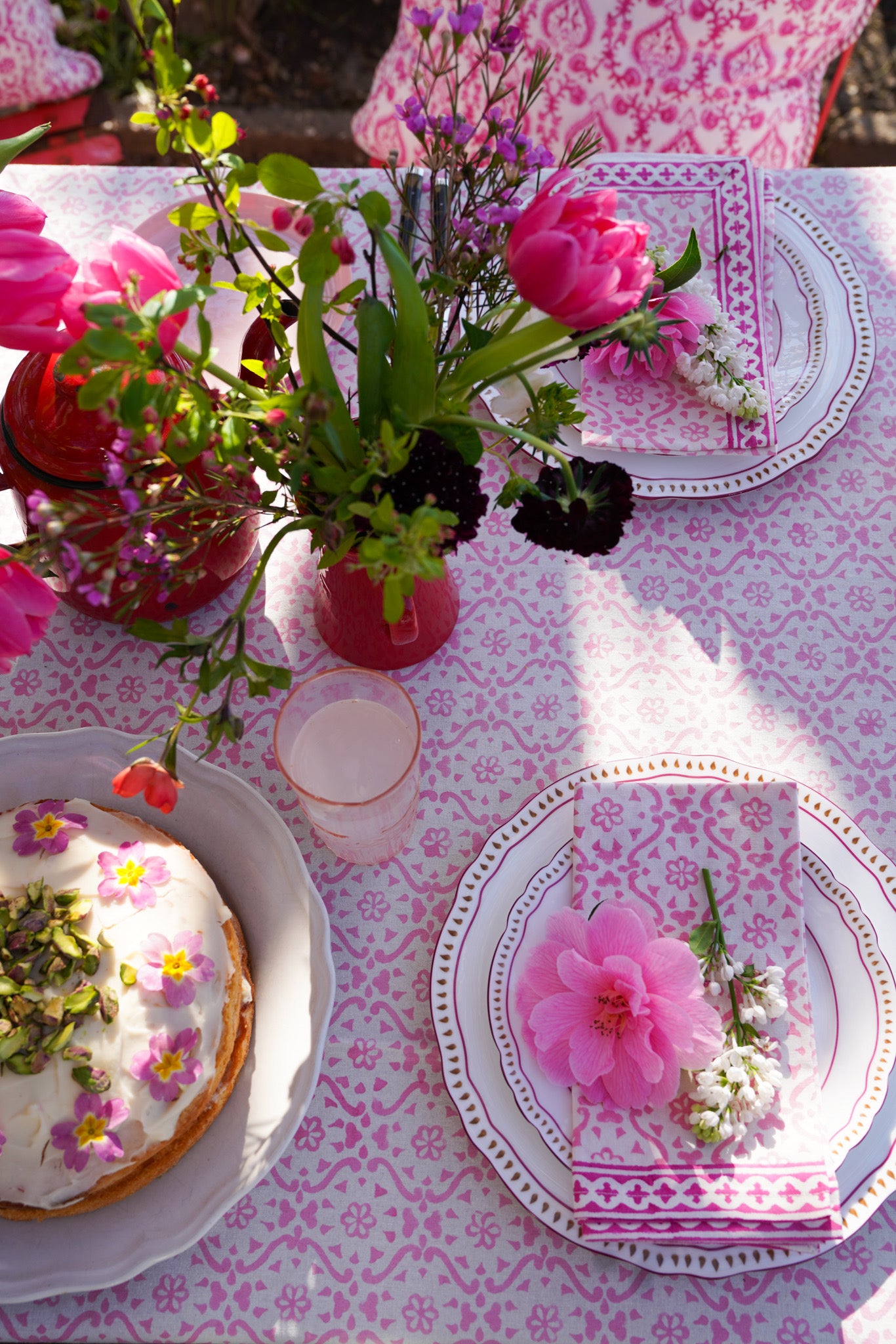 PINK SPIRAL FLORAL NAPKINS