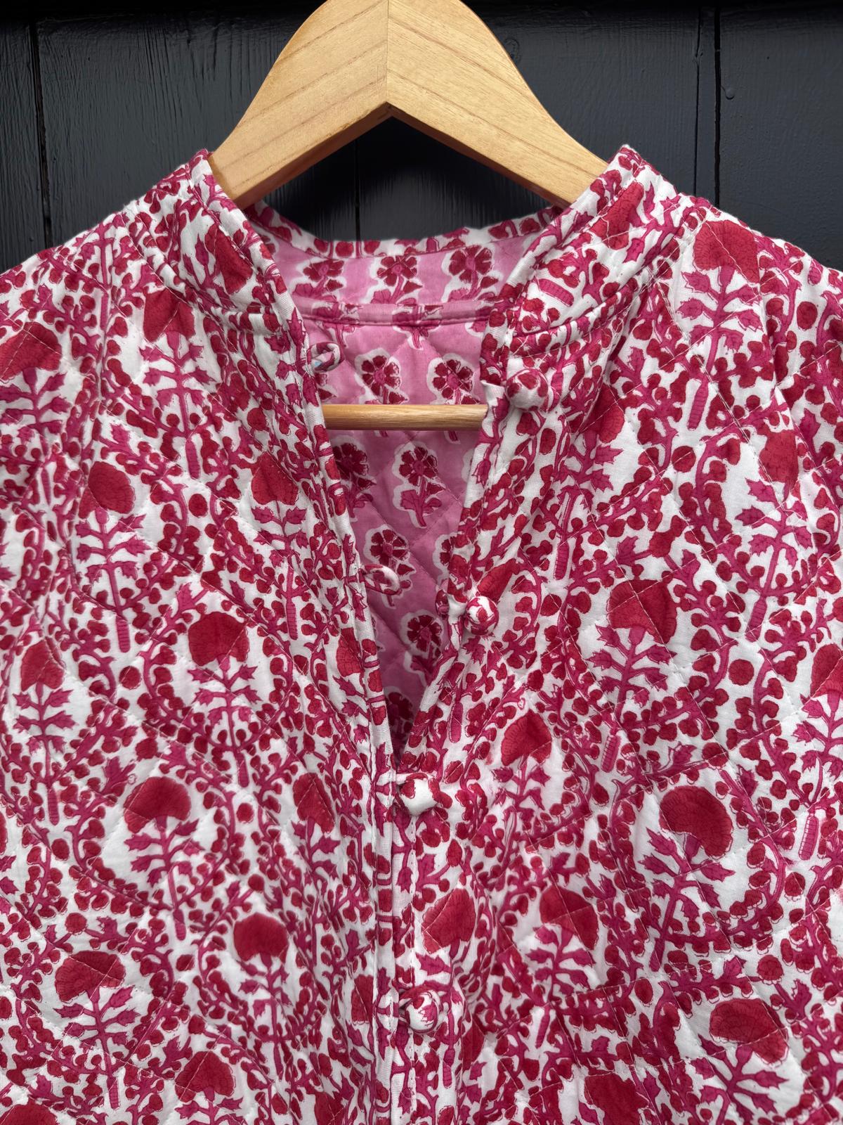 RED AND PINK TRELLIS REVERSIBLE JACKET