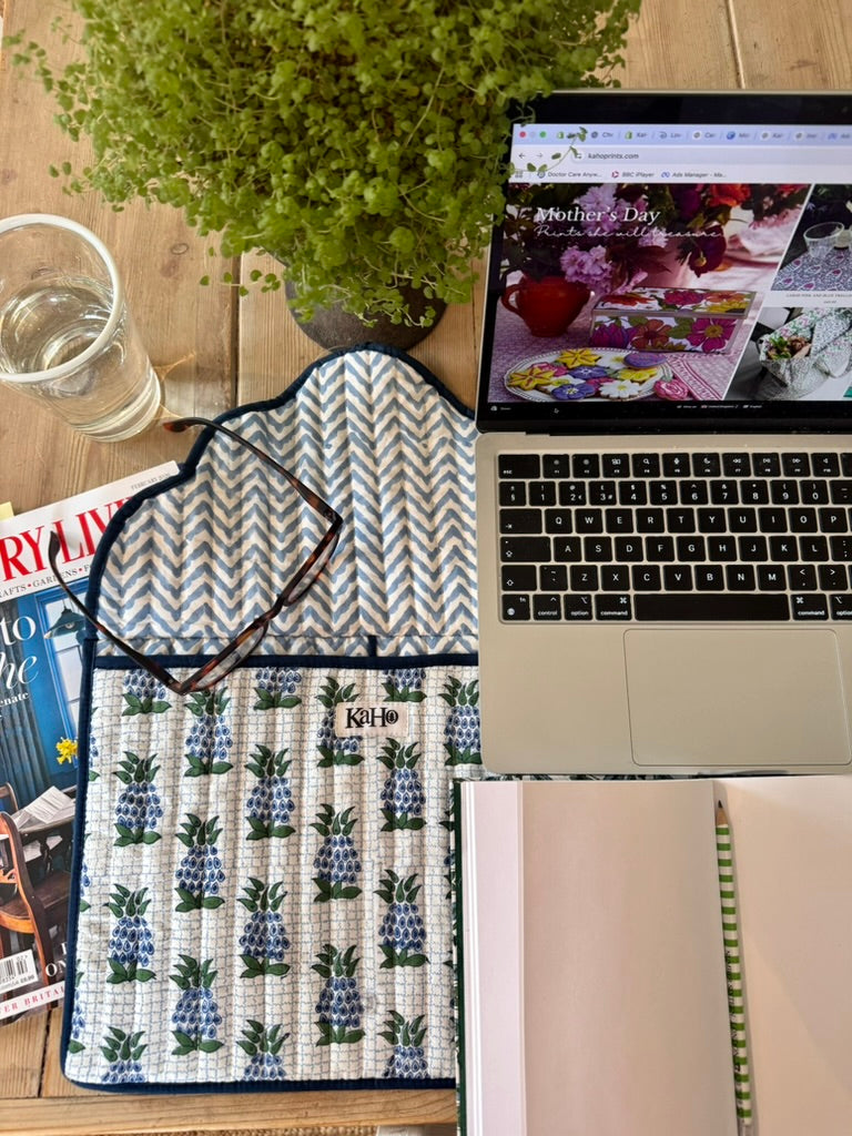 Blue and Green Pineapple Laptop Case