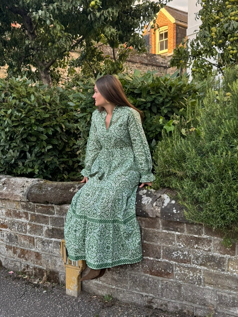 GREEN GEOMETRIC LOTTIE DRESS