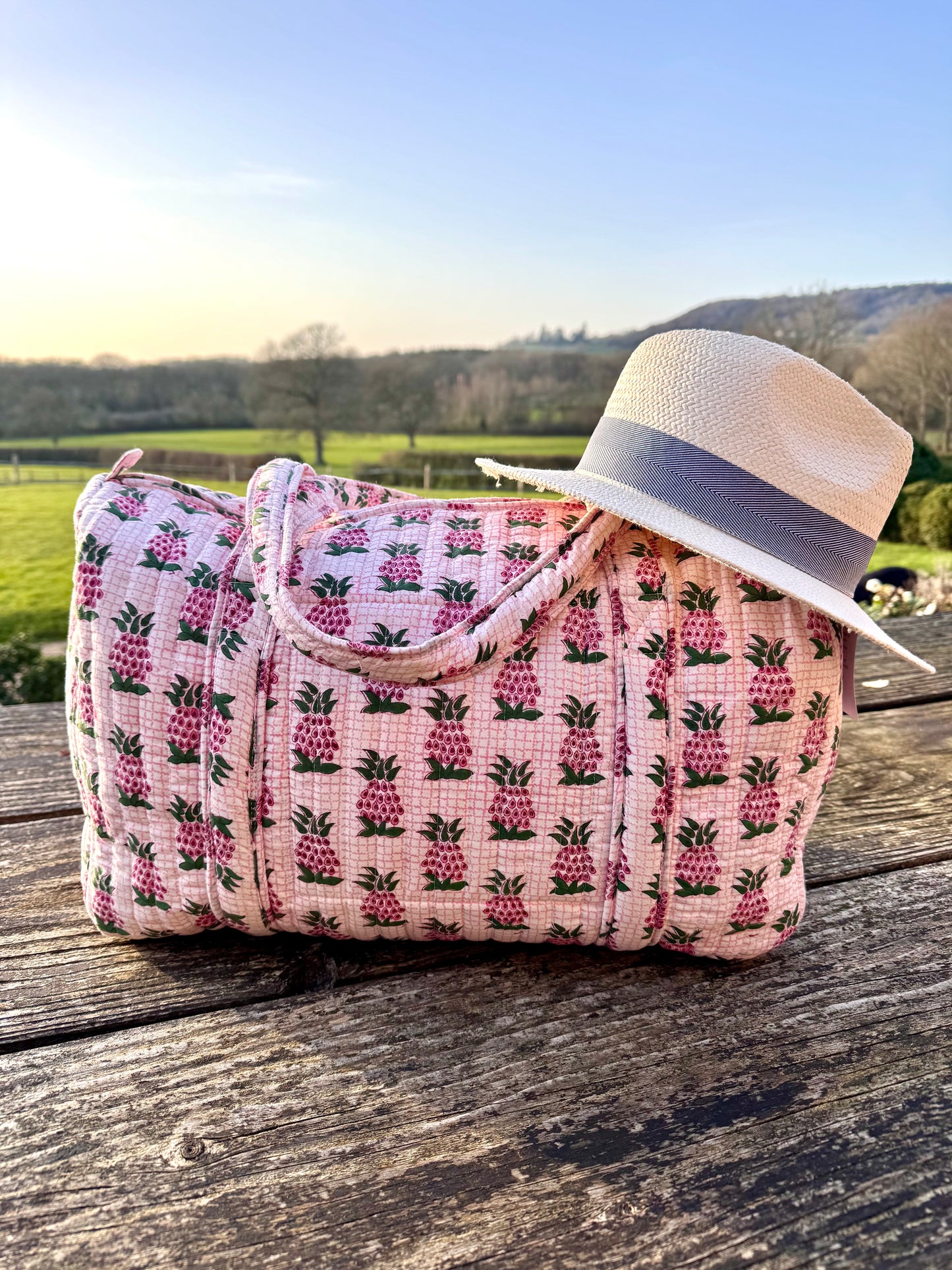 Pink and Green Pineapple Weekend Bag