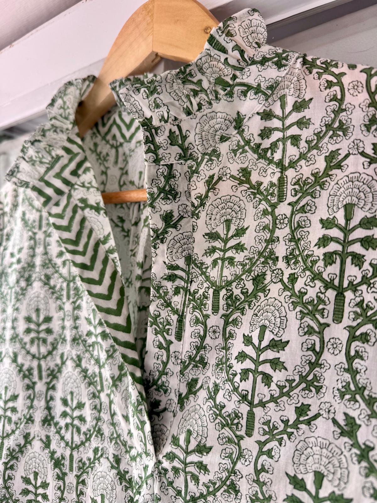 GREEN REVERSE TRELLIS SHIRT
