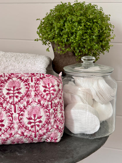 PINK TRELLIS MAKEUP BAG