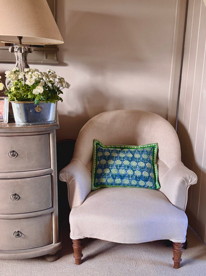 BLUE AND GREEN ARTICHOKE TINY CUSHION