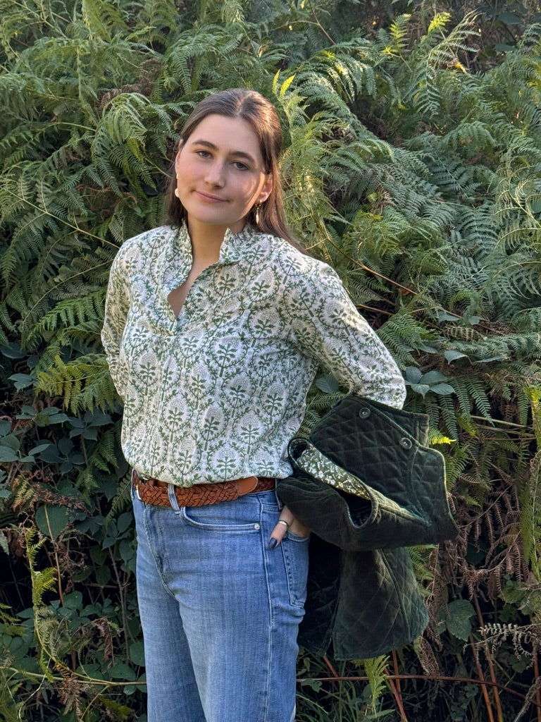 GREEN REVERSE TRELLIS SHIRT