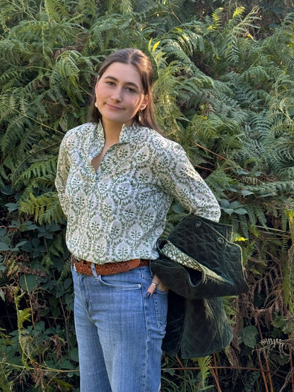 GREEN REVERSE TRELLIS SHIRT