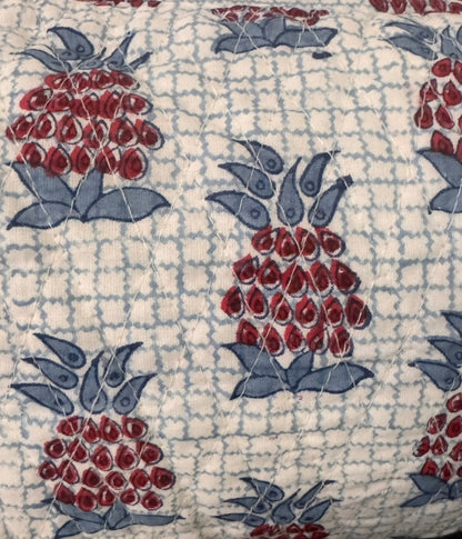 BLUE AND RED PINEAPPLE MAKEUP BAG