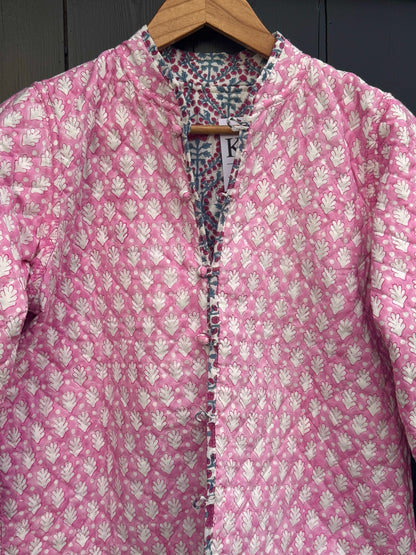 PINK AND BLUE TRELLIS REVERSIBLE JACKET