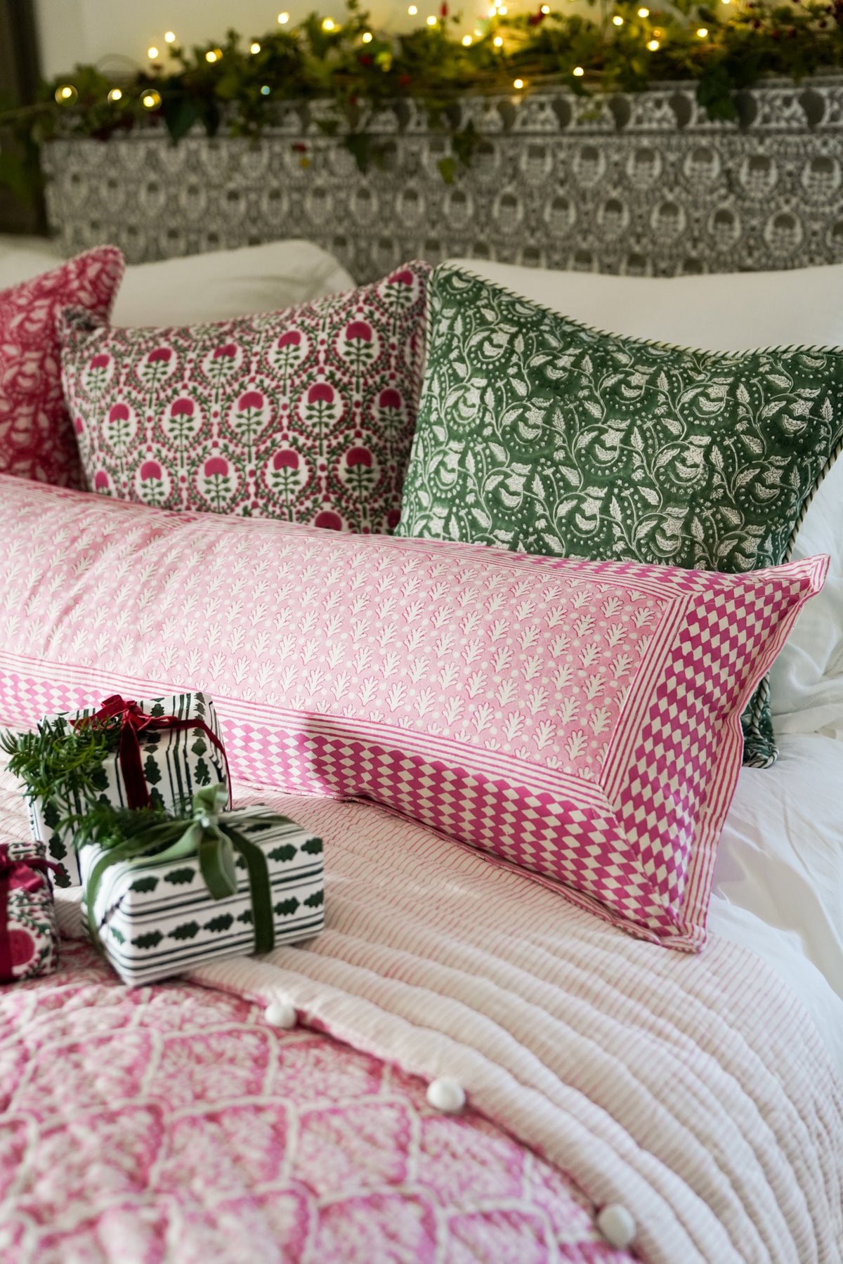 PINK ACORN BOLSTER CUSHION