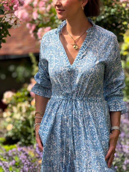 PALE BLUE GEOMETRIC LOTTIE DRESS