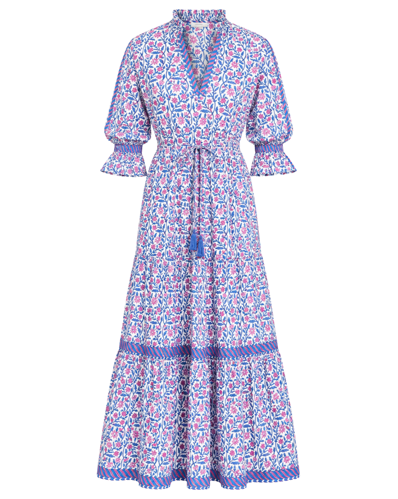 BLUE AND PINK CLIMBING FLOWER LOTTIE DRESS