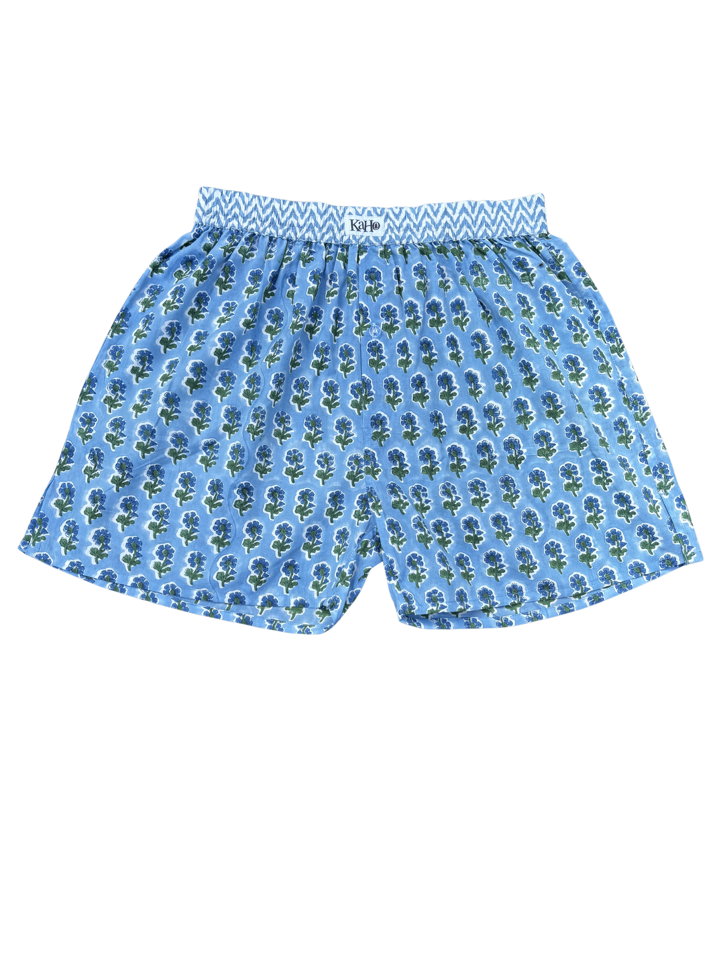 BLUE AND GREEN FLORAL BOXER SHORTS
