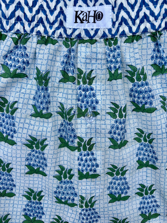 BLUE AND GREEN PINEAPPLE BOXER SHORTS