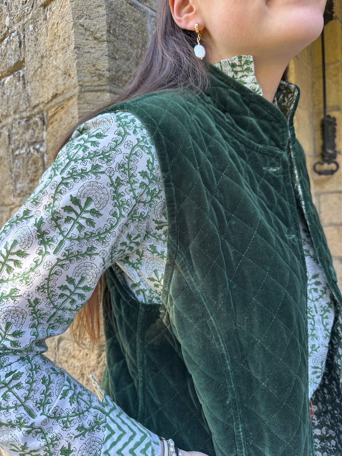 GREEN VELVET GILET