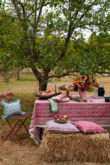 RED FLORAL TABLECLOTH