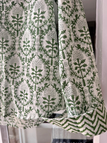 GREEN REVERSE TRELLIS SHIRT