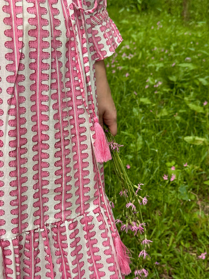 PINK HONEYCOMB LOTTIE DRESS