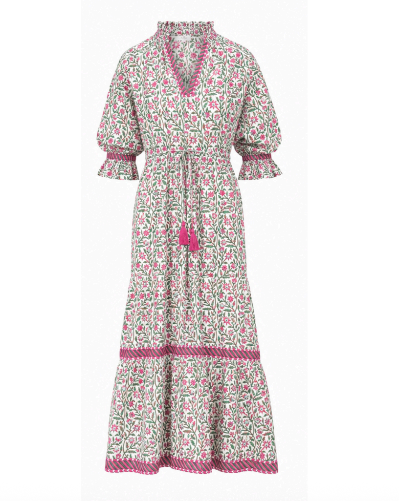 PINK AND GREEN CLIMBING FLOWER LOTTIE DRESS