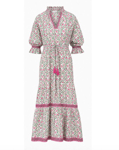 PINK AND GREEN CLIMBING FLOWER LOTTIE DRESS