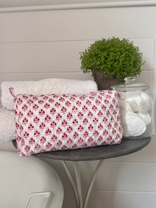 PINK BOOTY FLORAL MAKEUP BAG