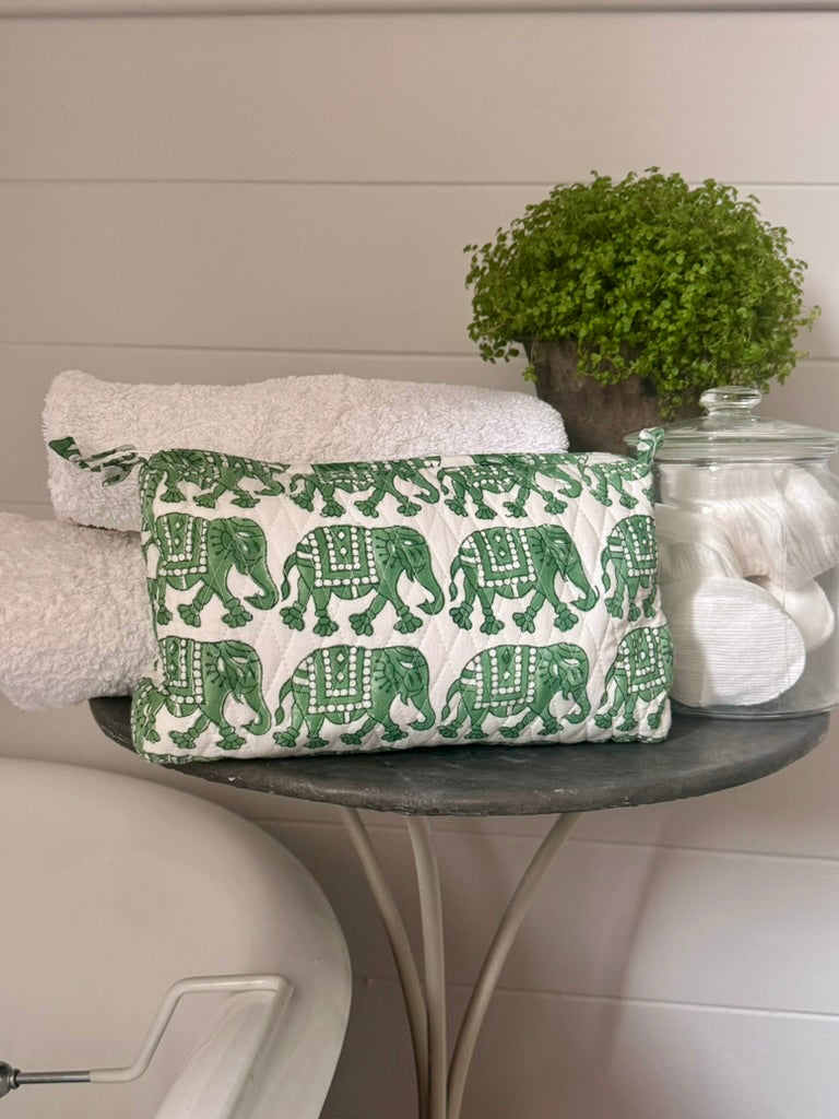 GREEN ELEPHANT MAKEUP BAG