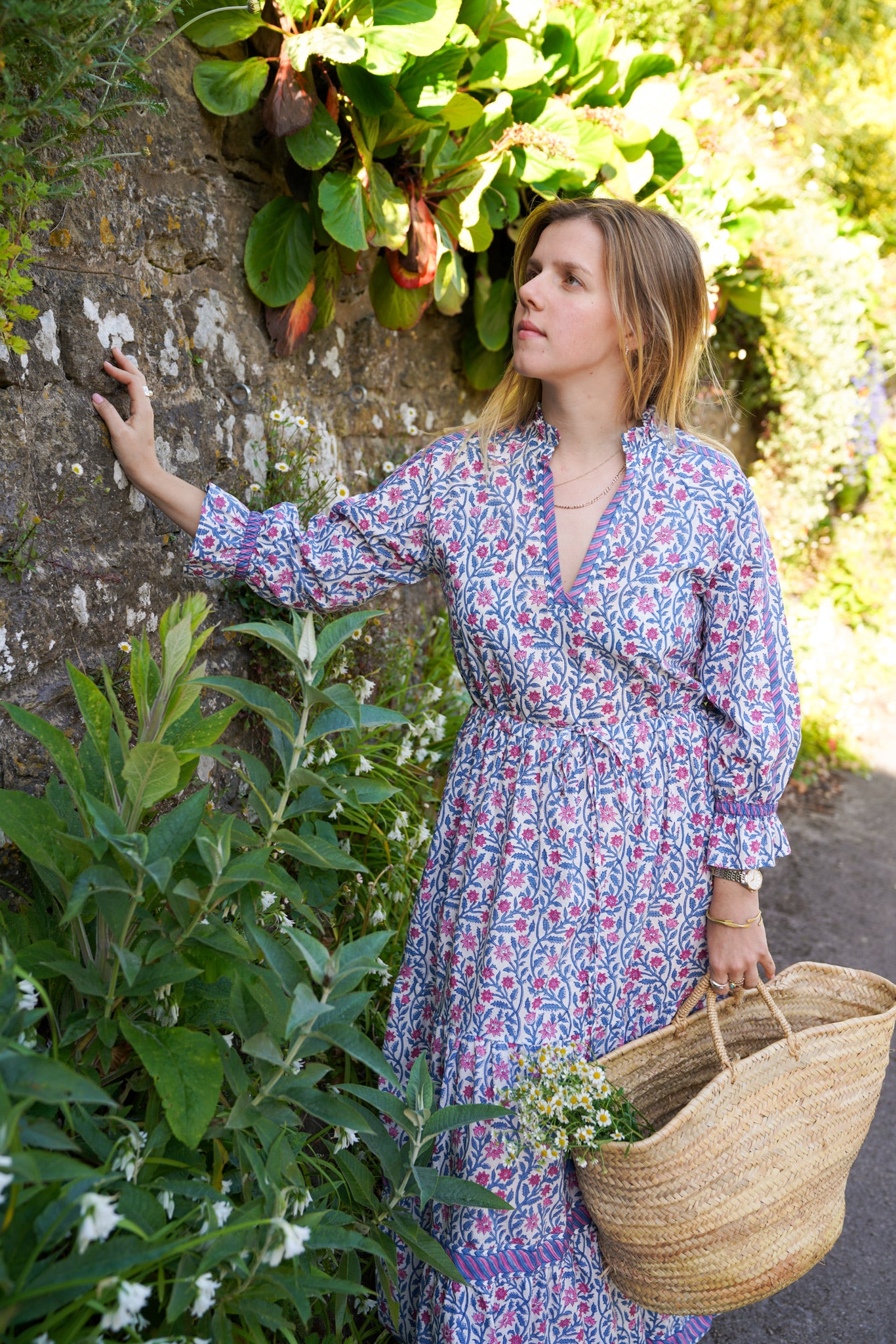 BLUE AND PINK CLIMBING FLOWER LOTTIE DRESS