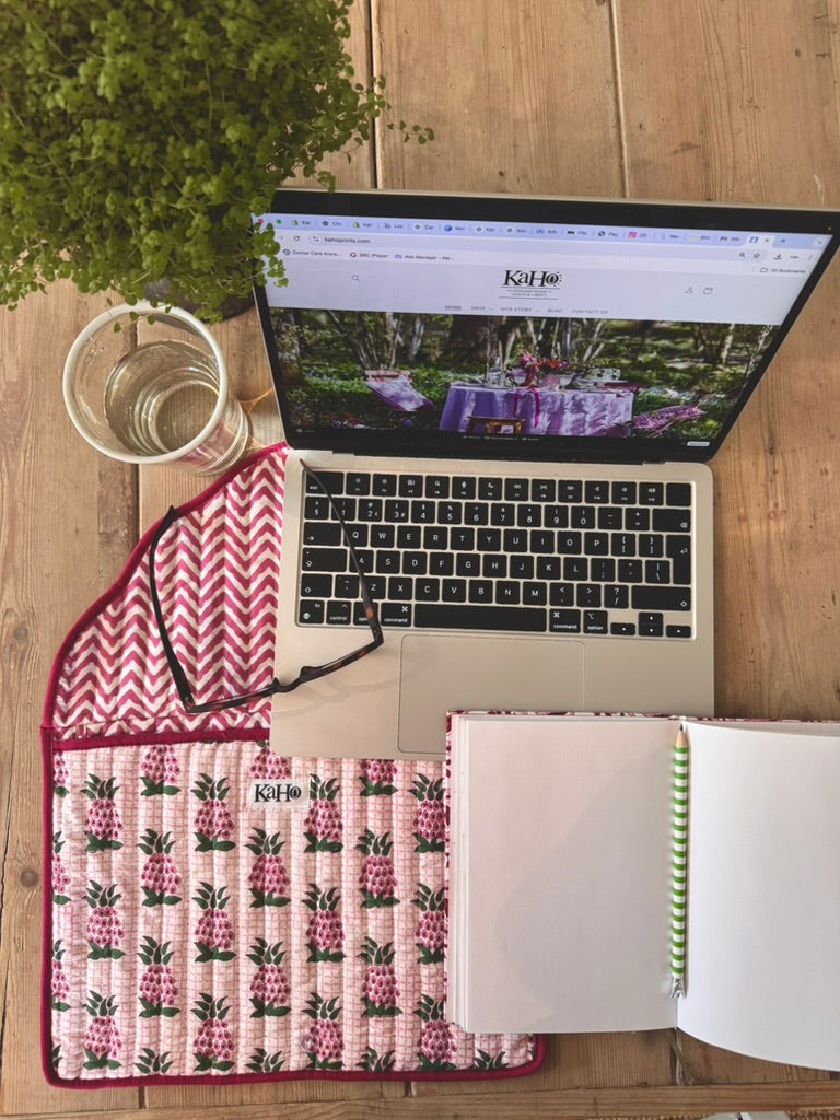 Pink and Green Pineapple Laptop Case