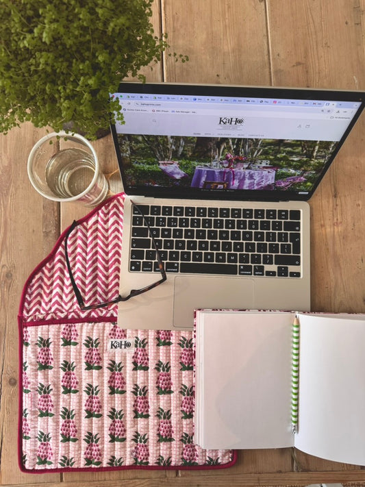 Pink and Green Pineapple Laptop Case