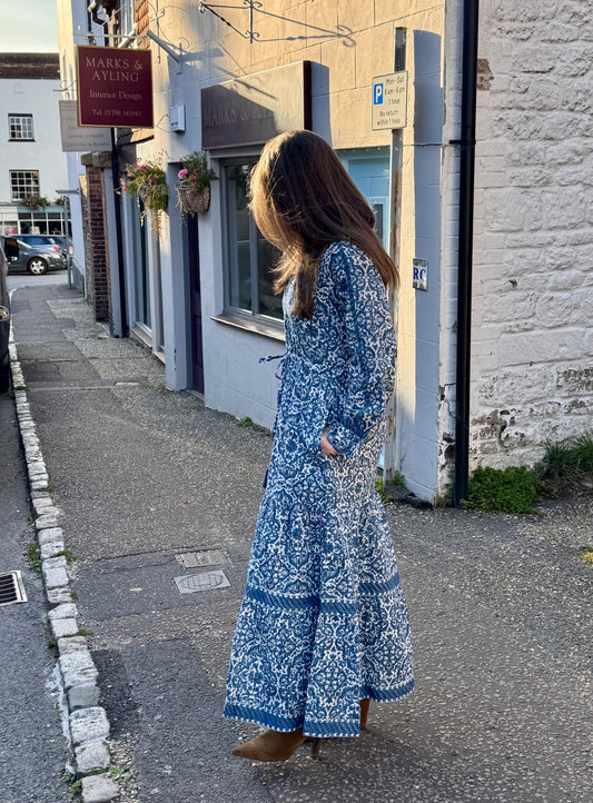 BLUE GEOMETRIC LOTTIE DRESS