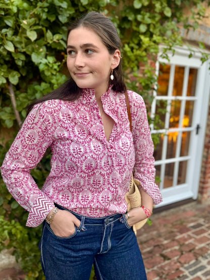 PINK REVERSE TRELLIS SHIRT