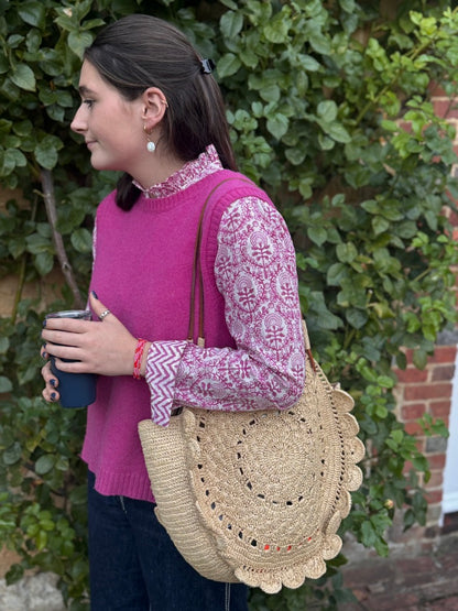 PINK REVERSE TRELLIS SHIRT