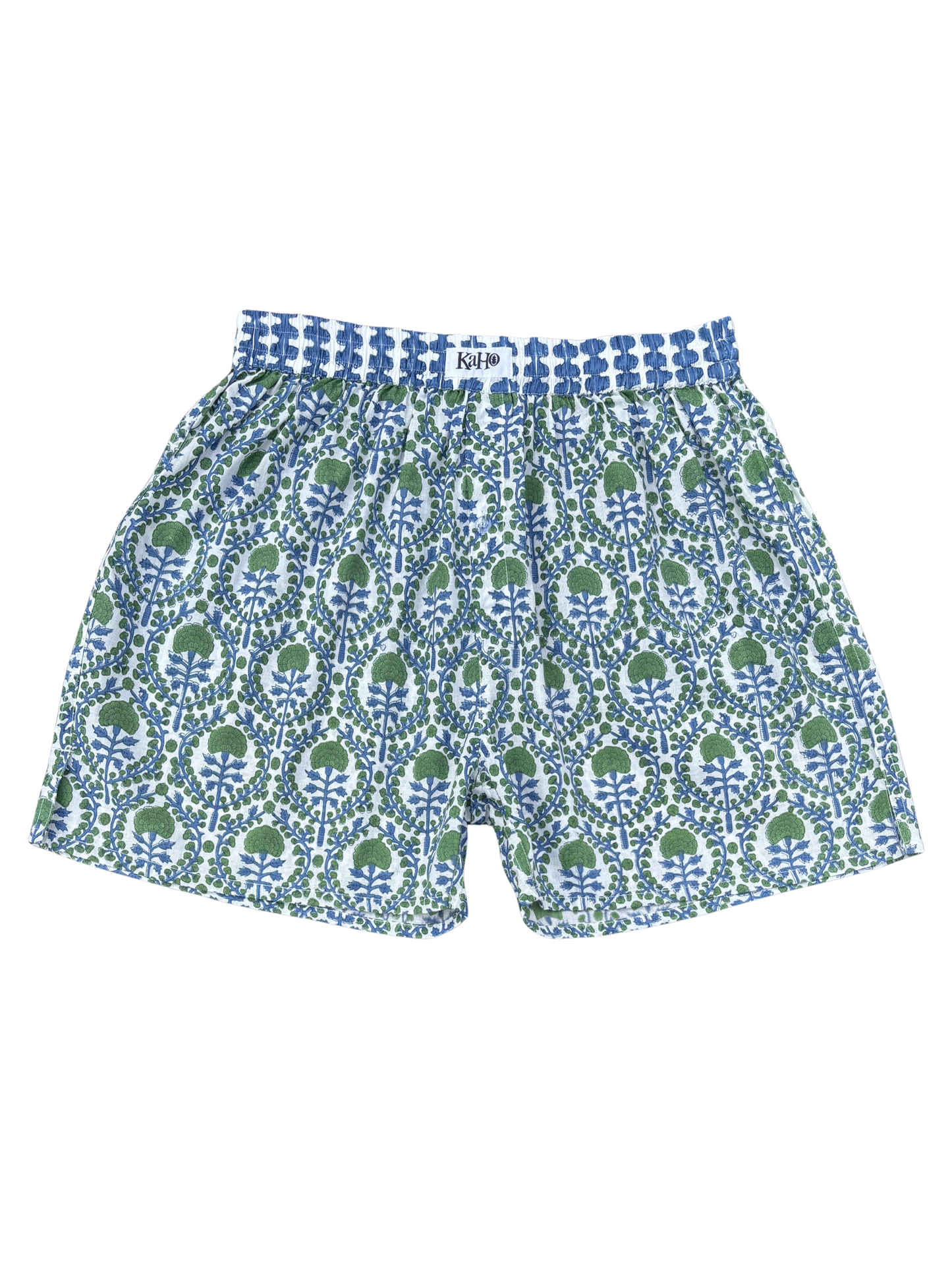 BLUE AND GREEN TRELLIS BOXER SHORTS