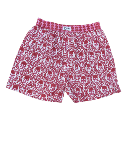 PINK AND RED TRELLIS BOXER SHORTS