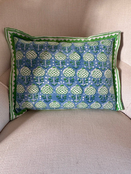 BLUE AND GREEN ARTICHOKE TINY CUSHION