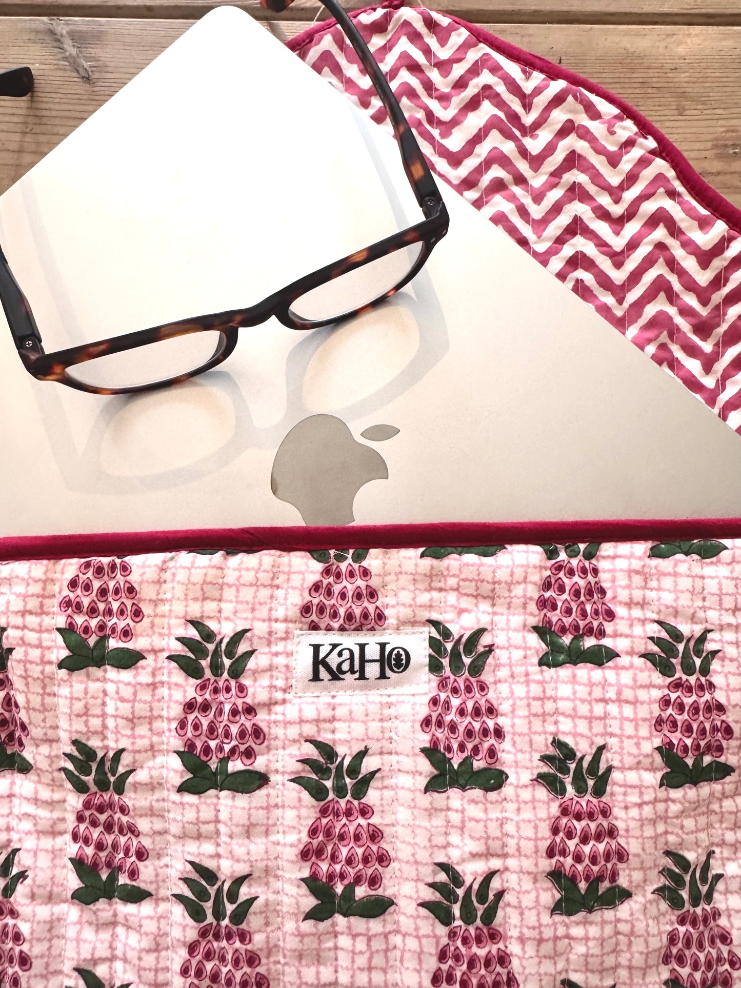 Pink and Green Pineapple Laptop Case