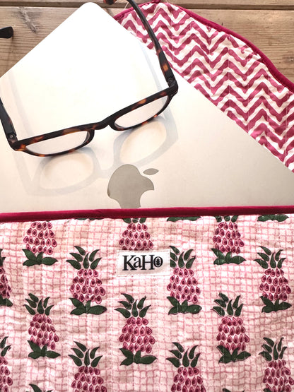 Pink and Green Pineapple Laptop Case