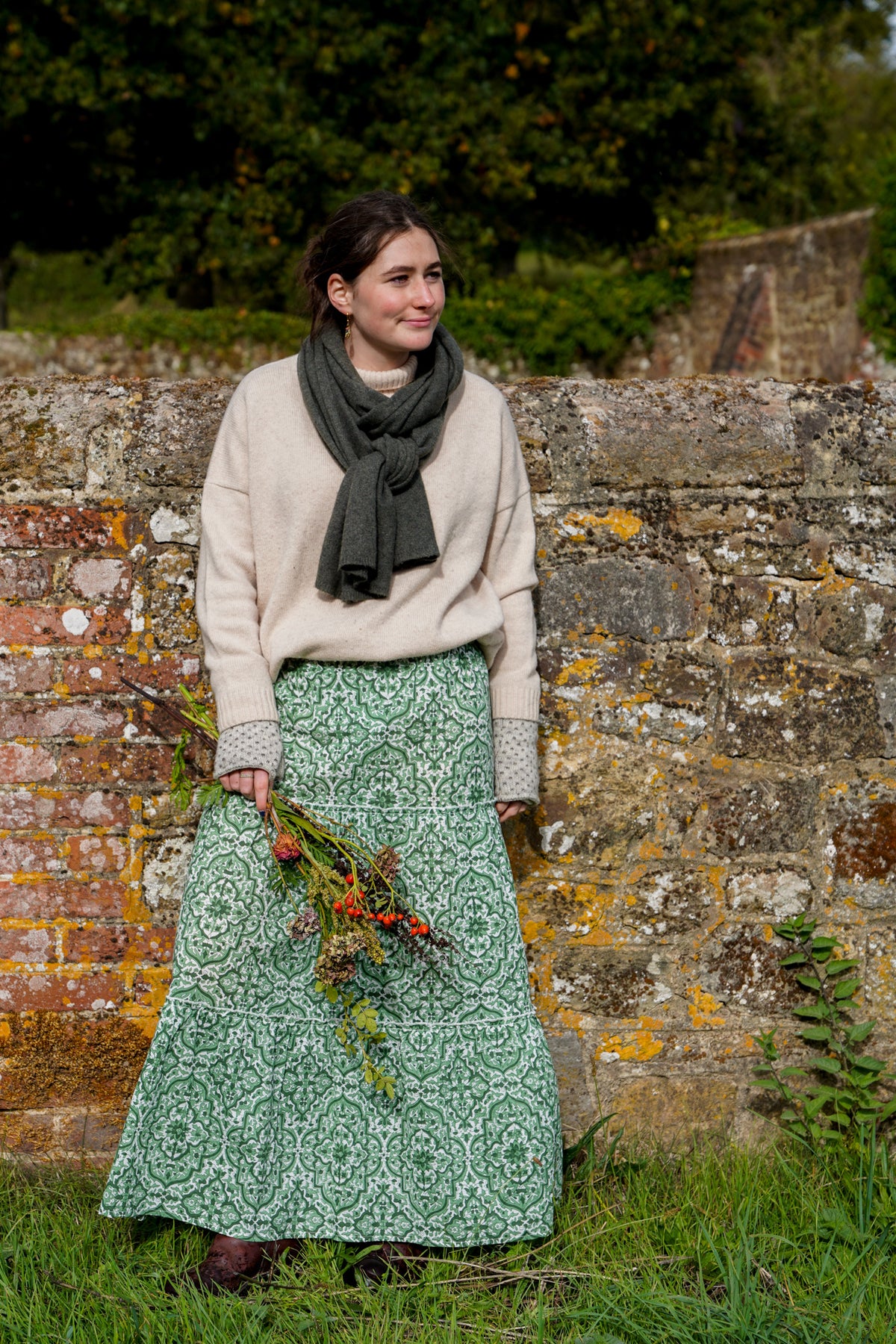 Green Geometric Skirt