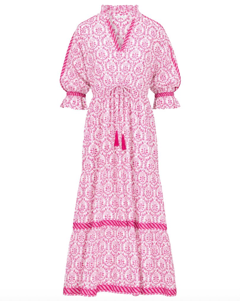 PINK REVERSE TRELLIS LOTTIE DRESS