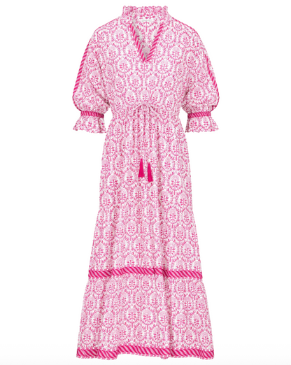 PINK REVERSE TRELLIS LOTTIE DRESS