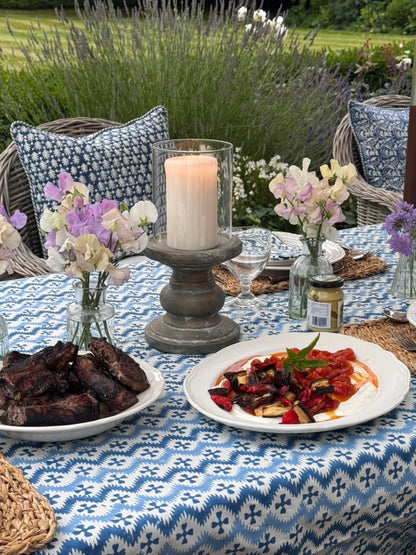 BLUE ZIG ZAG TABLECLOTH