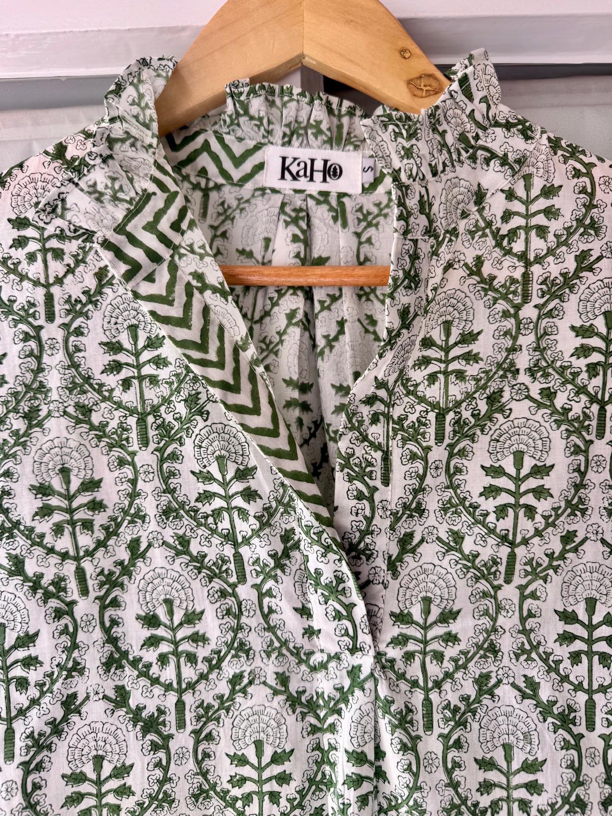 GREEN REVERSE TRELLIS SHIRT