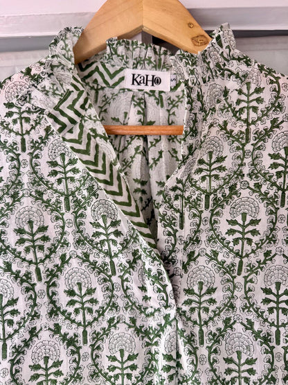 GREEN REVERSE TRELLIS SHIRT