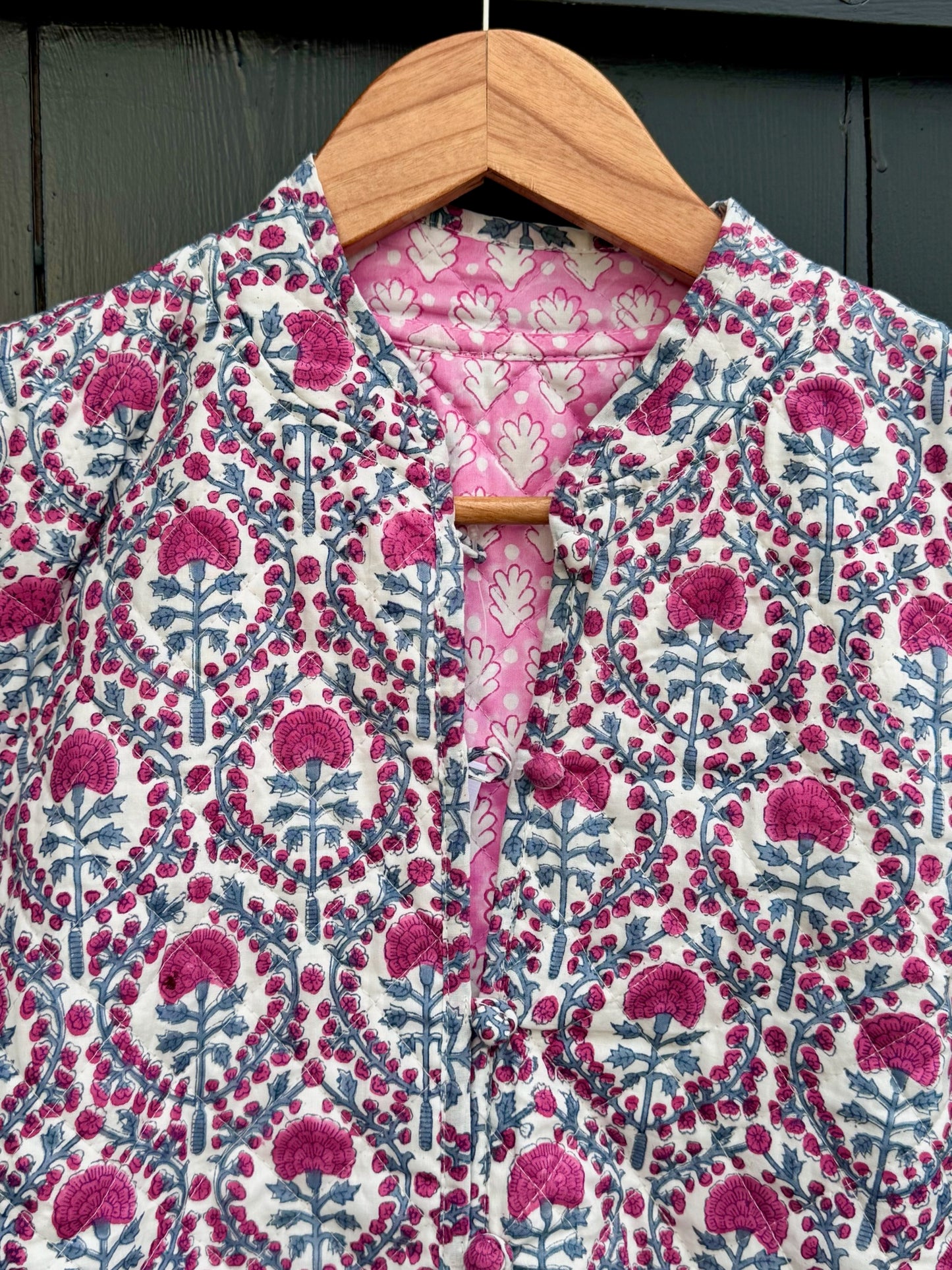 PINK AND BLUE TRELLIS REVERSIBLE JACKET