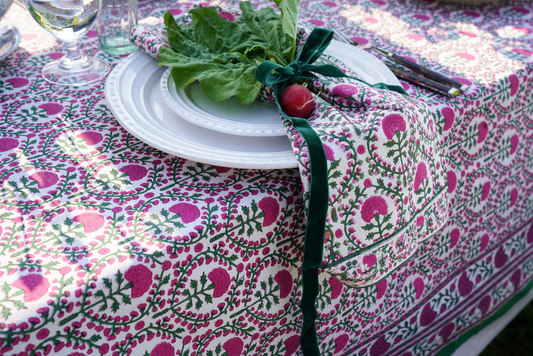 PINK AND GREEN TRELLIS NAPKINS