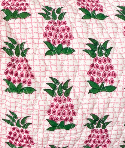 TINY PINK AND GREEN PINEAPPLE MAKEUP BAG